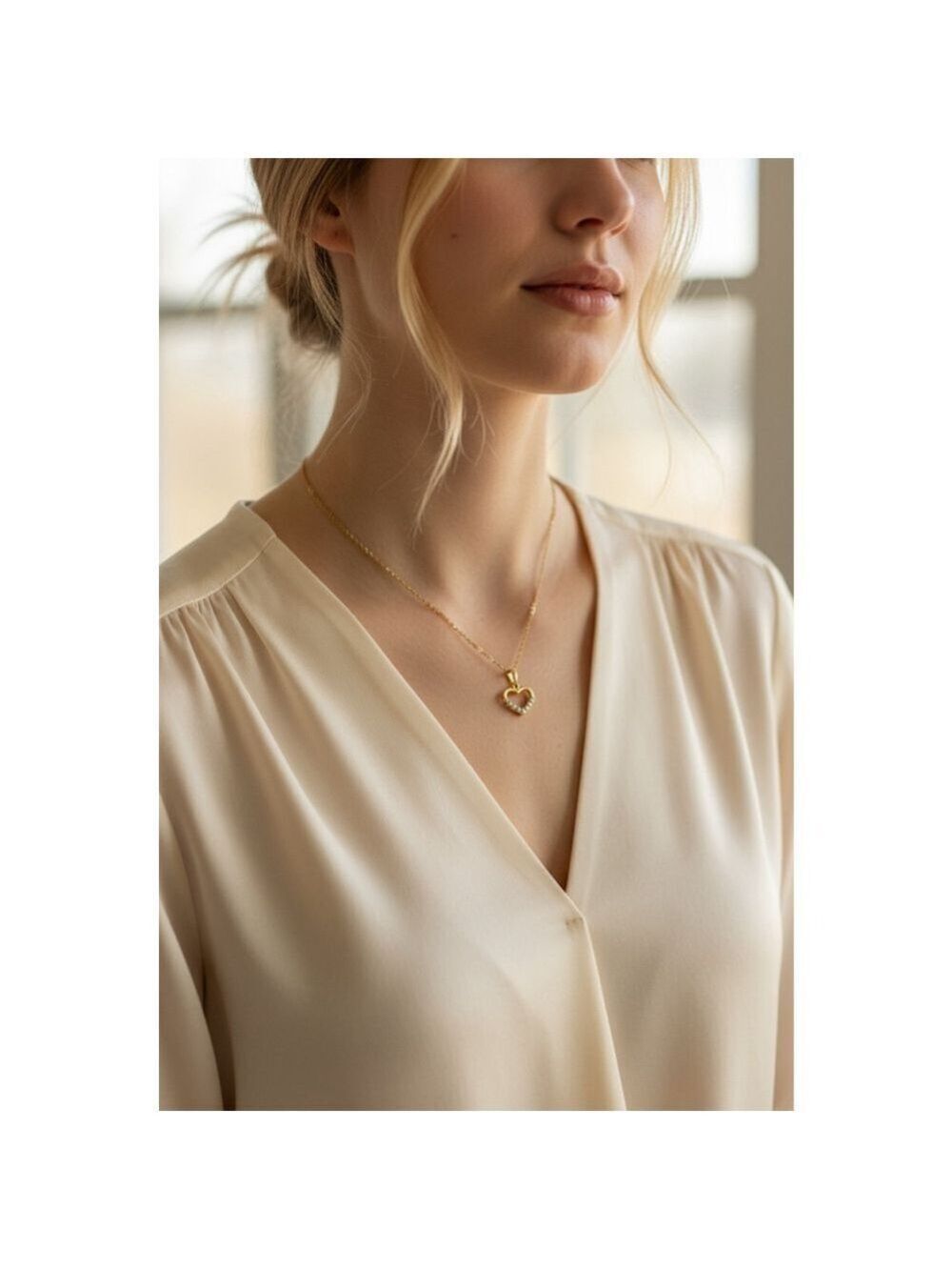 Gold Heart Cubic Zirconia Necklace